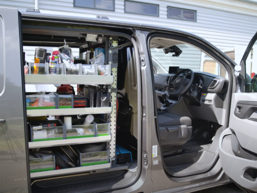 Van Racking with Shelving and Storage Boxes